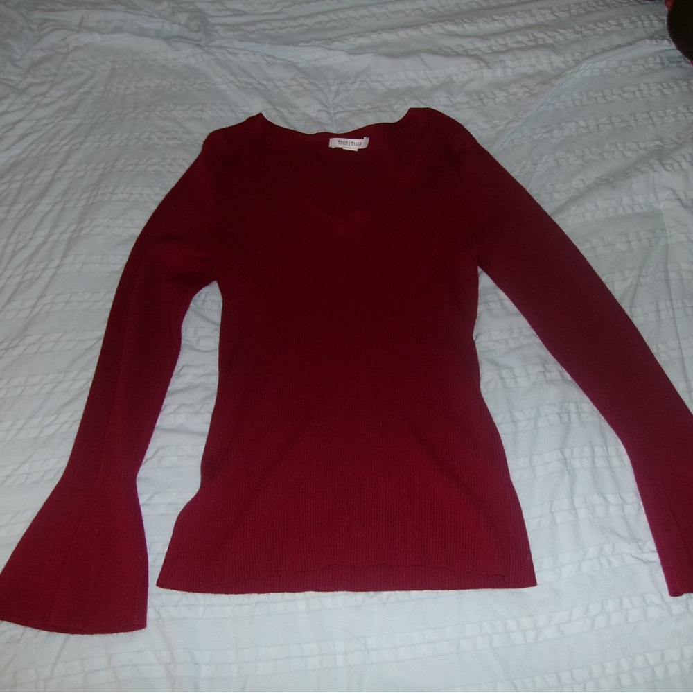 White House Black Market Red Long Sleeve Top